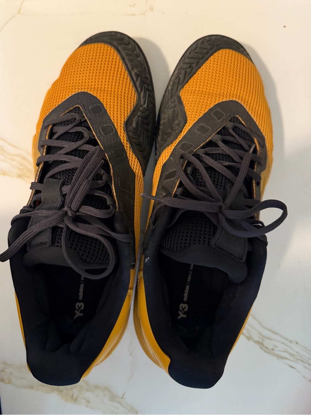 adidas Men's Orange and Black Mesh Lace-Up Sneakers